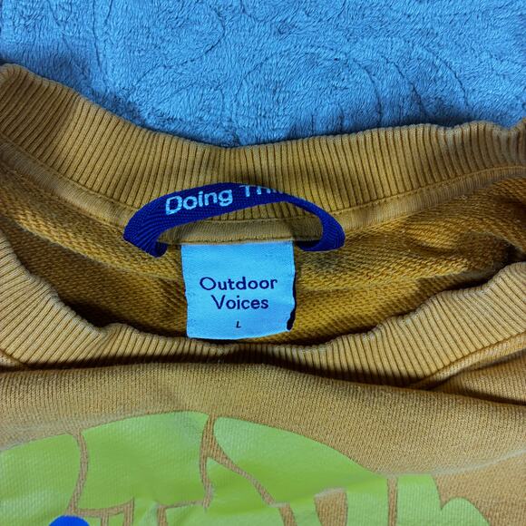 Outdoor Voices Sweat Set Womens L Yellow Smiley Hiker's Club Lounge Joggers Boxy - Picture 4 of 13
